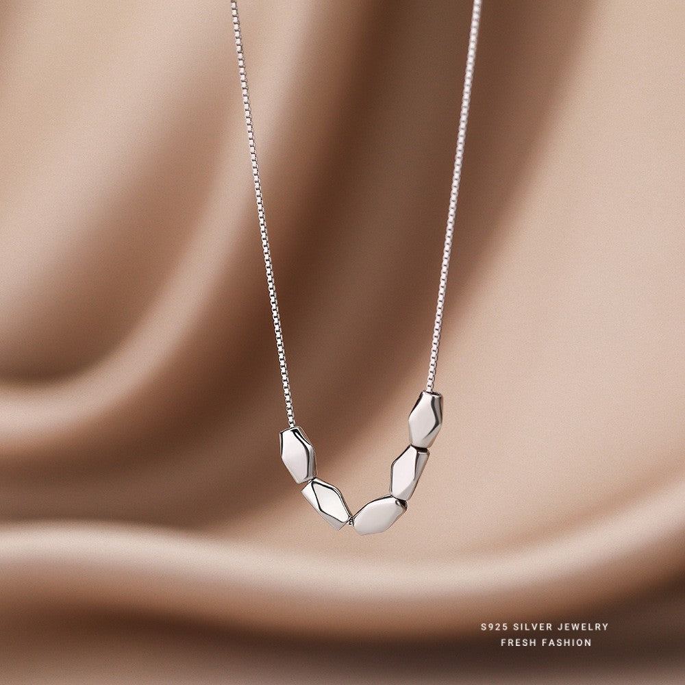 New Geometric Transfer Beads Bean Necklace Women's Korean Style Light Luxury Simple Niche Design Light Luxury Clavicle Chain