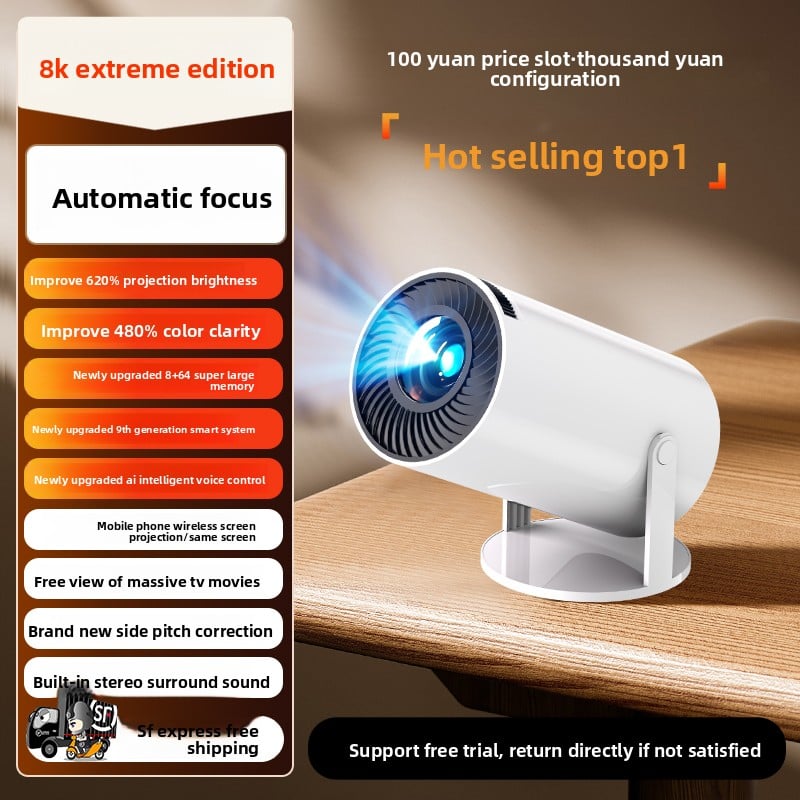 4K projectors do not require screens and are small and portable