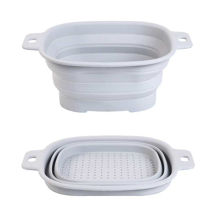 Silicone Drain Basket Stainless Steel Folding Drain Basket