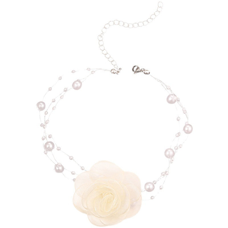 Pearl choker neck collarbone chain
