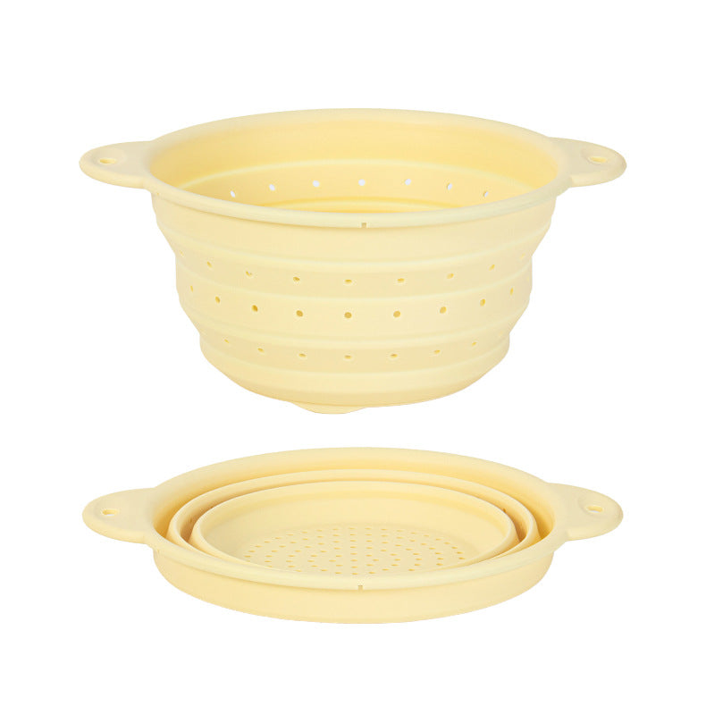 Silicone Drain Basket Stainless Steel Folding Drain Basket