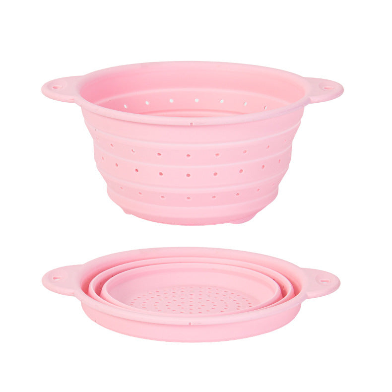 Silicone Drain Basket Stainless Steel Folding Drain Basket