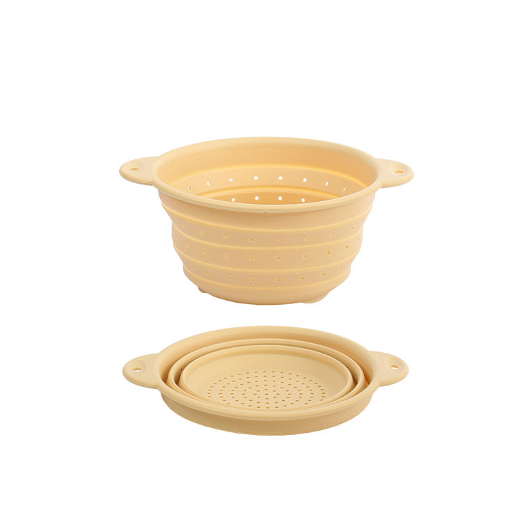 Silicone Drain Basket Stainless Steel Folding Drain Basket
