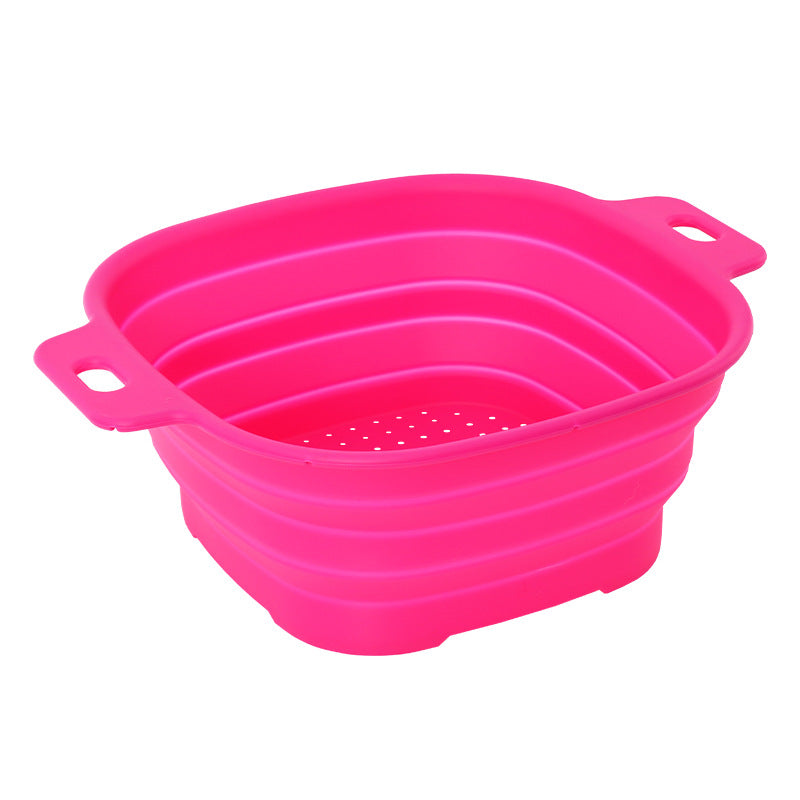 Silicone Drain Basket Stainless Steel Folding Drain Basket