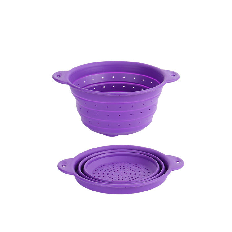 Silicone Drain Basket Stainless Steel Folding Drain Basket