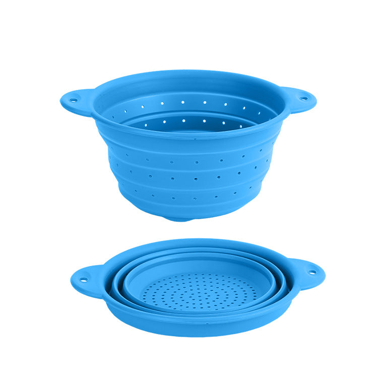 Silicone Drain Basket Stainless Steel Folding Drain Basket