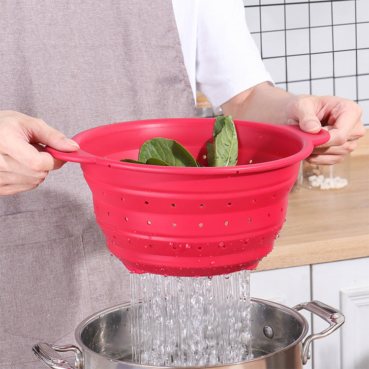 Silicone Drain Basket Stainless Steel Folding Drain Basket