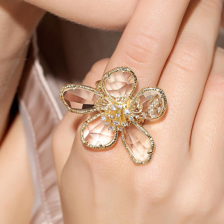 Crystal flower ring