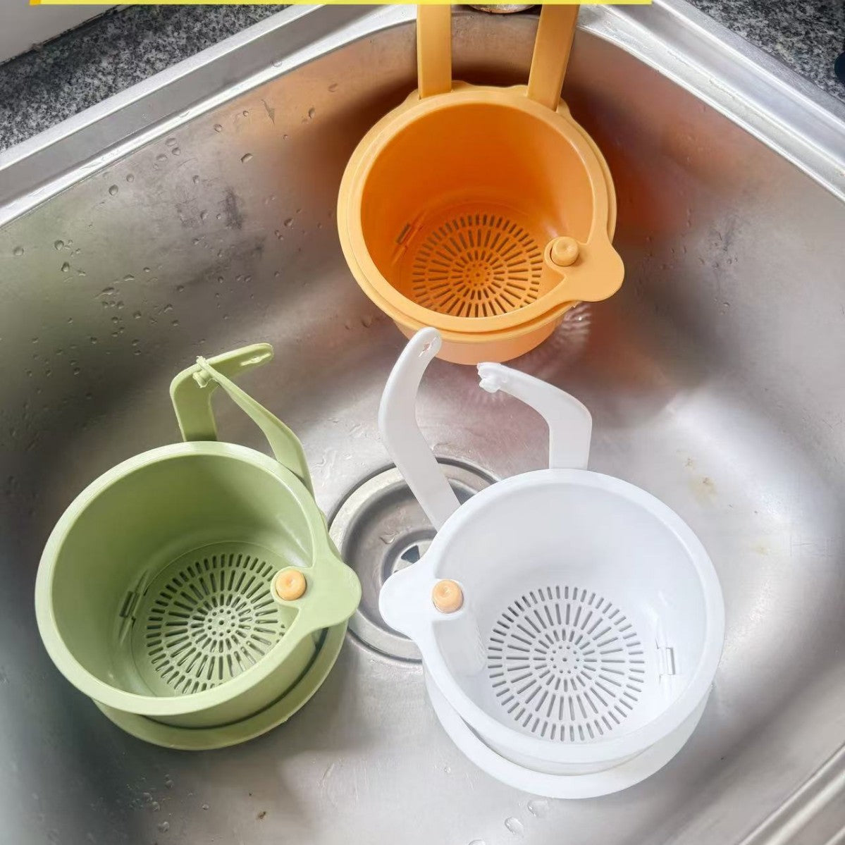 Kitchen sink draining hanging bag