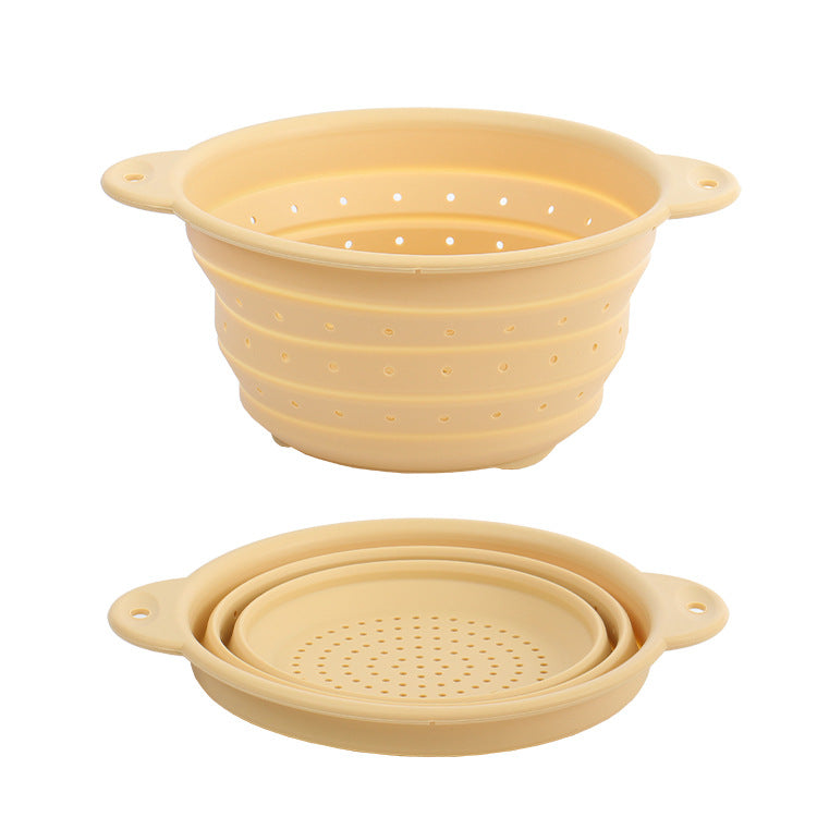 Silicone Drain Basket Stainless Steel Folding Drain Basket