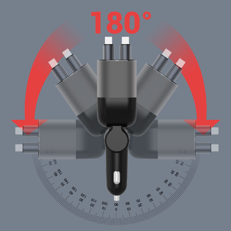 100W Super Fast Car Charger with Retractable Cable
