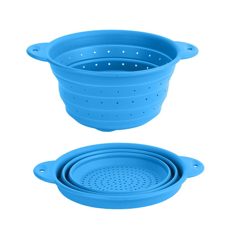 Silicone Drain Basket Stainless Steel Folding Drain Basket