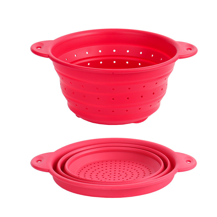 Silicone Drain Basket Stainless Steel Folding Drain Basket