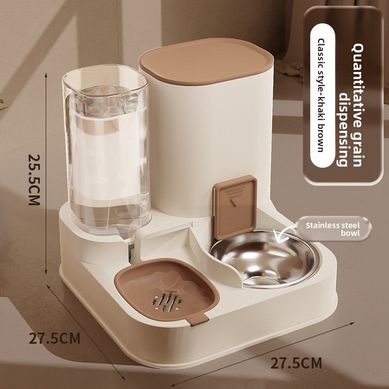 Cat double-bowl automatic drinking and feeding integrated device