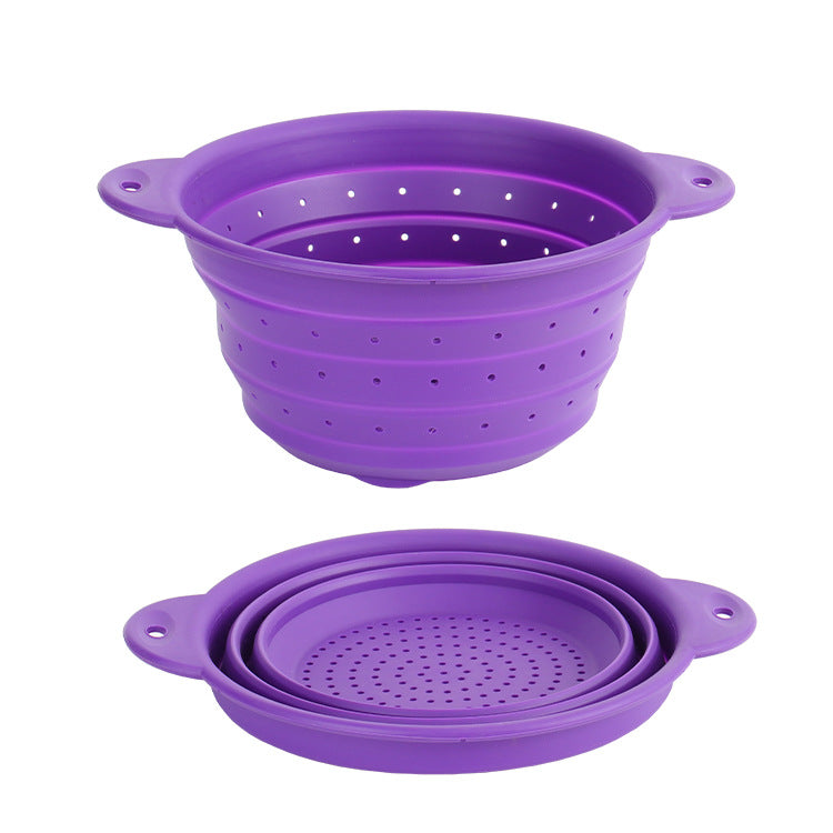 Silicone Drain Basket Stainless Steel Folding Drain Basket