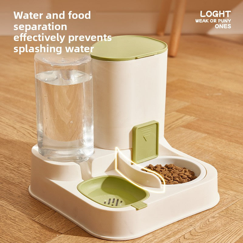 Cat double-bowl automatic drinking and feeding integrated device