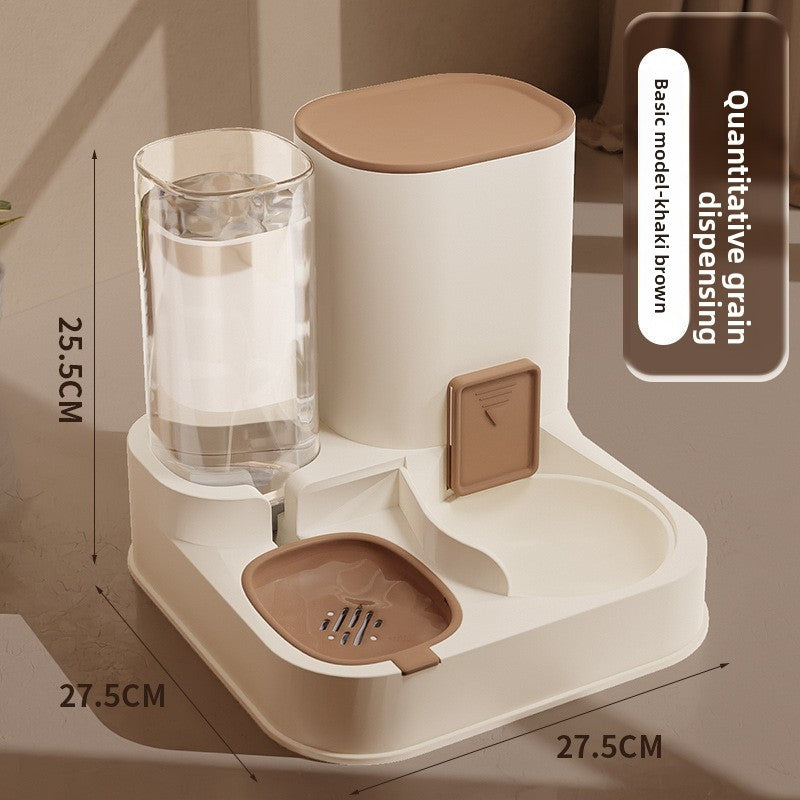 Cat double-bowl automatic drinking and feeding integrated device