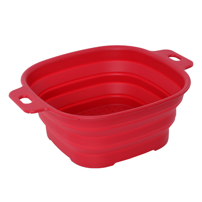 Silicone Drain Basket Stainless Steel Folding Drain Basket