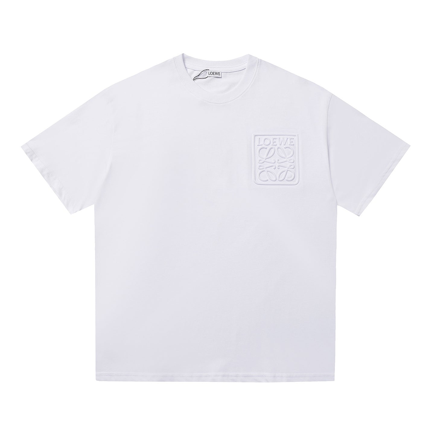 High-Quality Embossed Cotton T-shirt for Men and Women, Casual Crewneck Short Sleeve