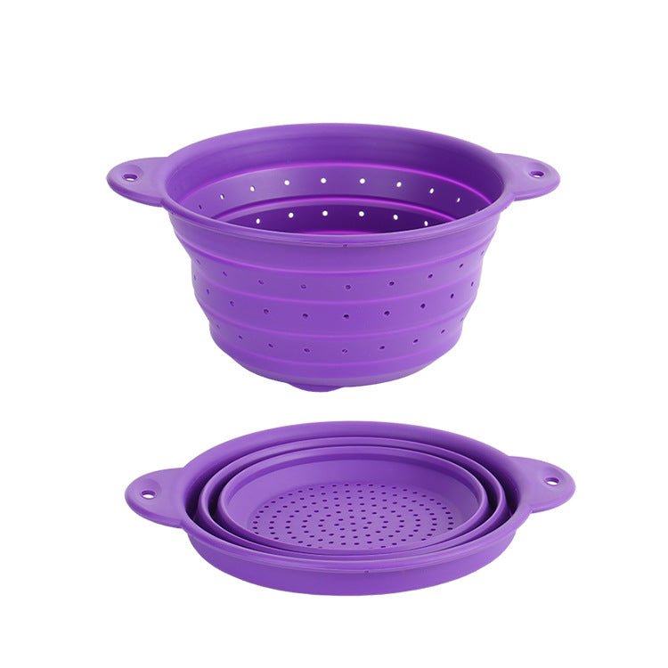 Silicone Drain Basket Stainless Steel Folding Drain Basket