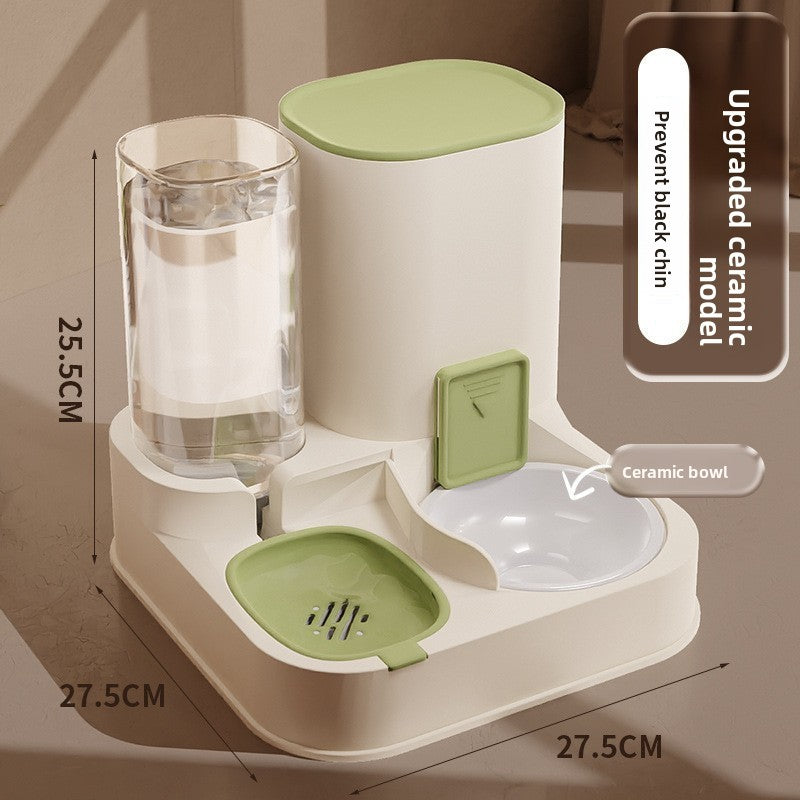 Cat double-bowl automatic drinking and feeding integrated device