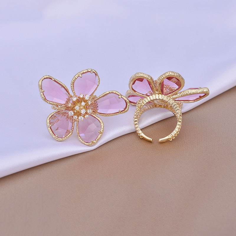 Crystal flower ring