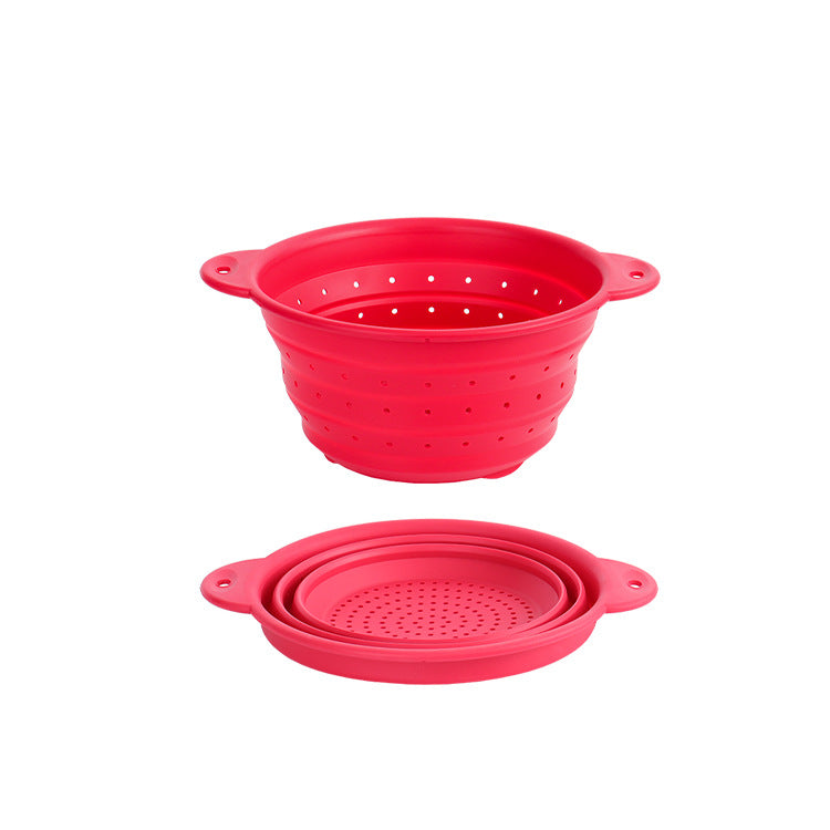 Silicone Drain Basket Stainless Steel Folding Drain Basket