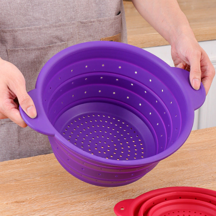 Silicone Drain Basket Stainless Steel Folding Drain Basket