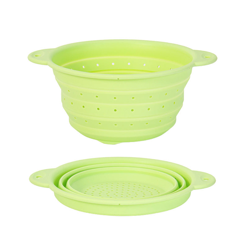 Silicone Drain Basket Stainless Steel Folding Drain Basket