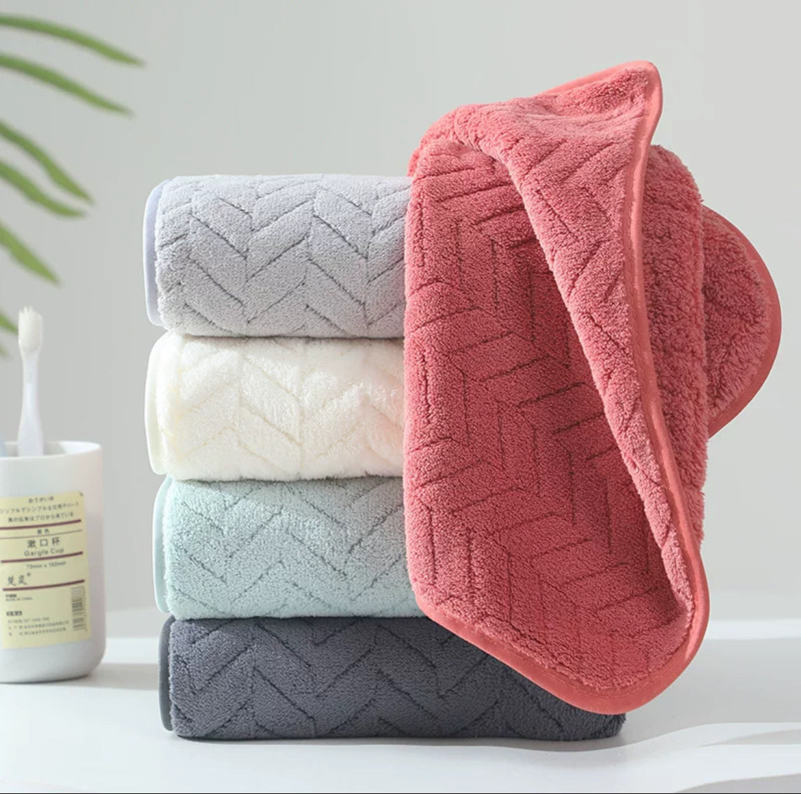 Soft Coral Fleece Towel and Bath Towel Set