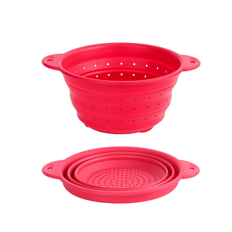 Silicone Drain Basket Stainless Steel Folding Drain Basket