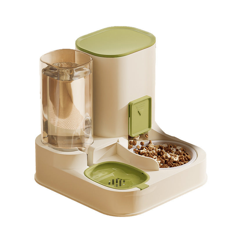 Cat double-bowl automatic drinking and feeding integrated device