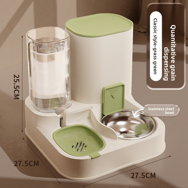 Cat double-bowl automatic drinking and feeding integrated device