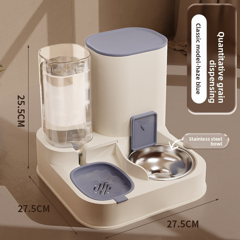 Cat double-bowl automatic drinking and feeding integrated device