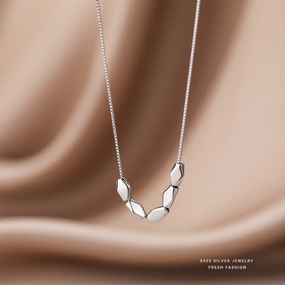 New Geometric Transfer Beads Bean Necklace Women's Korean Style Light Luxury Simple Niche Design Light Luxury Clavicle Chain