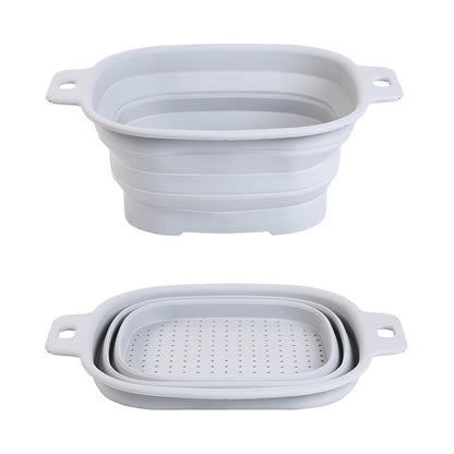 Silicone Drain Basket Stainless Steel Folding Drain Basket