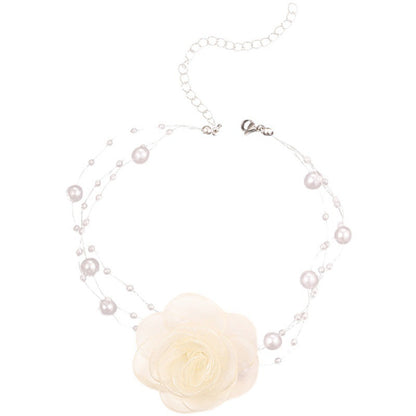 Pearl choker neck collarbone chain