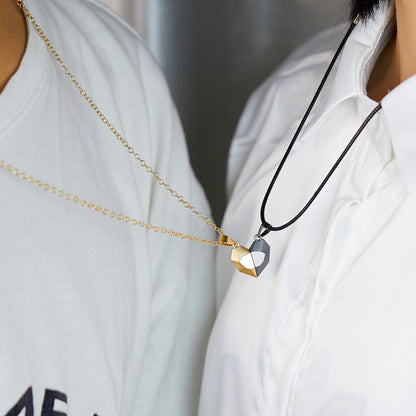 Magnetic Split Heart Couple Necklace