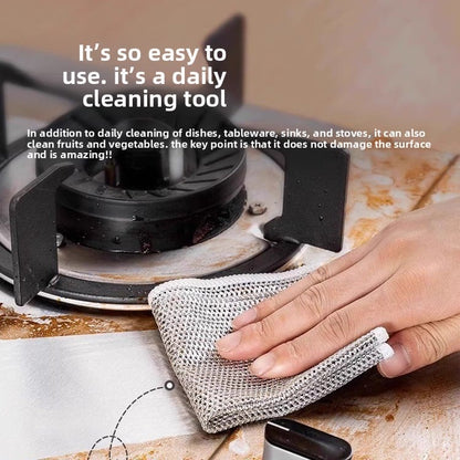 Double-sided dishwashing cloth, steel wire cleaning dishwashing cloth, oil-free and stain-removing steel wire ball cleaning cloth
