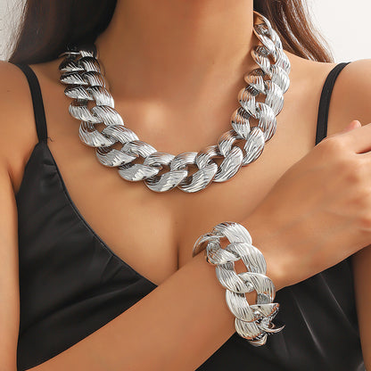 Cross-border New Necklace Hip-hop Amazon European and American Explosions CCB Bracelet Necklace Combination suit Hip-hop Necklace