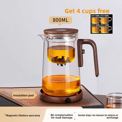 Faucet-type tea kettle with separate water and tea flow