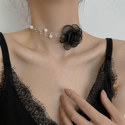 Pearl choker neck collarbone chain