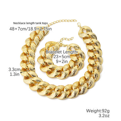 Cross-border New Necklace Hip-hop Amazon European and American Explosions CCB Bracelet Necklace Combination suit Hip-hop Necklace