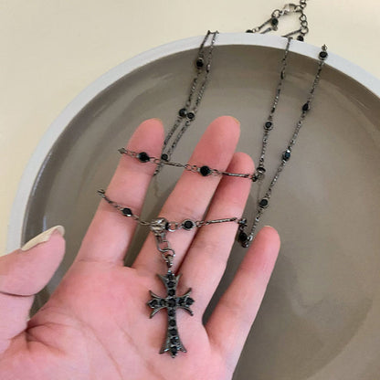 Cross beaded collarbone chain