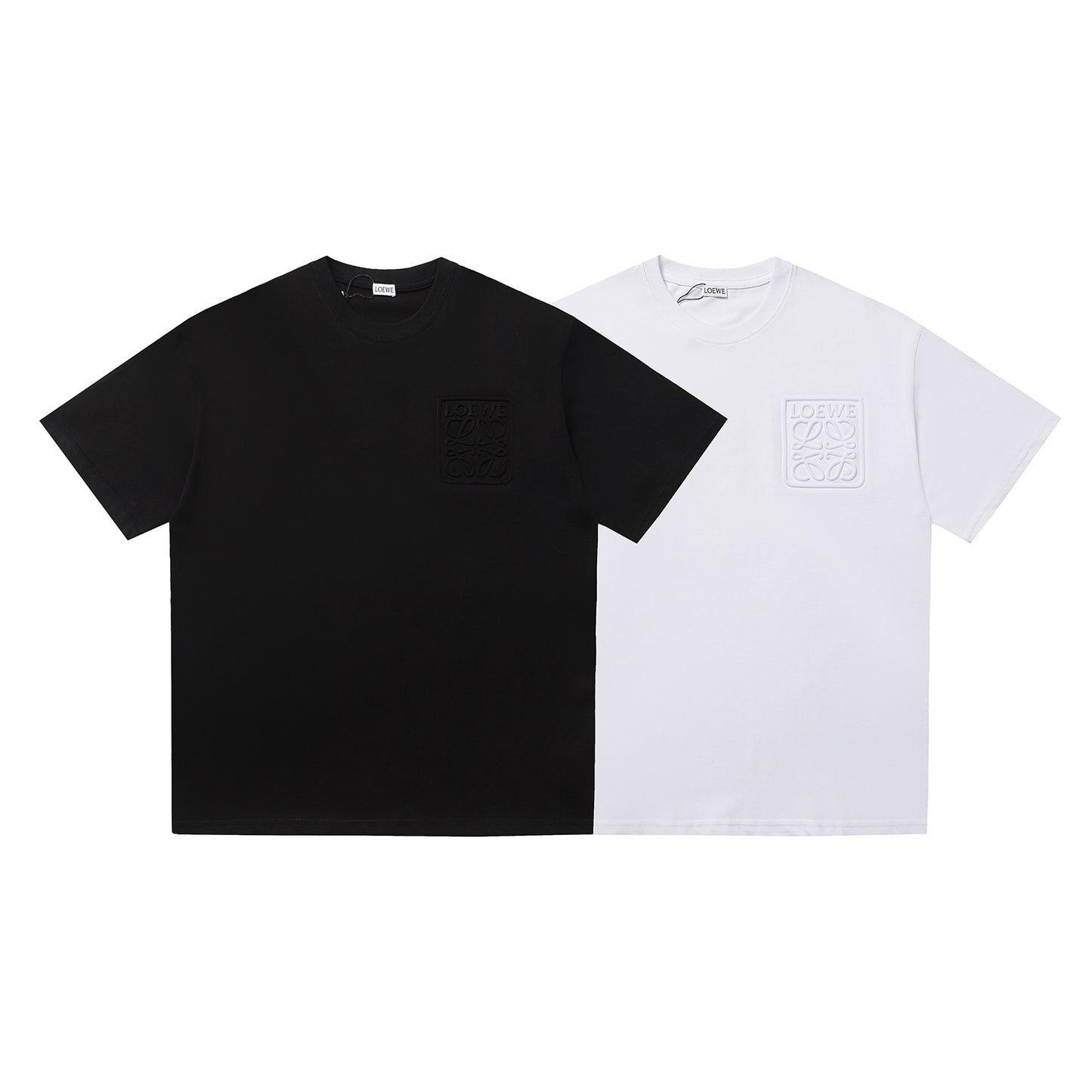 High-Quality Embossed Cotton T-shirt for Men and Women, Casual Crewneck Short Sleeve