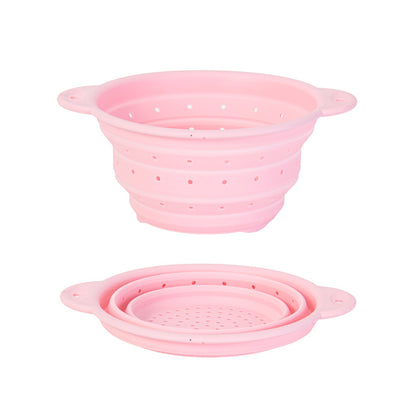 Silicone Drain Basket Stainless Steel Folding Drain Basket