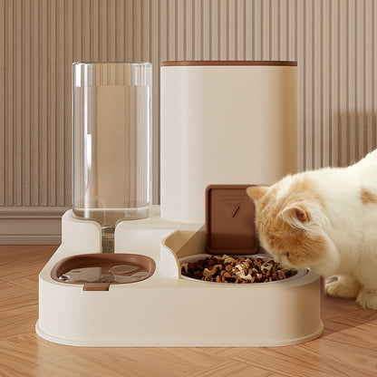 Cat double-bowl automatic drinking and feeding integrated device