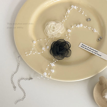 Pearl choker neck collarbone chain
