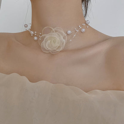Pearl choker neck collarbone chain
