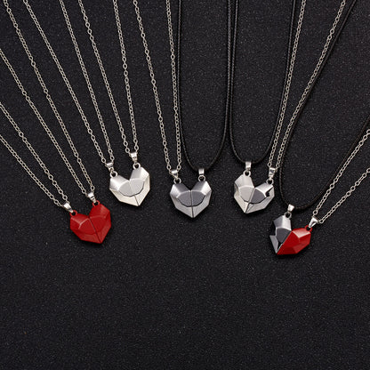 Magnetic Split Heart Couple Necklace